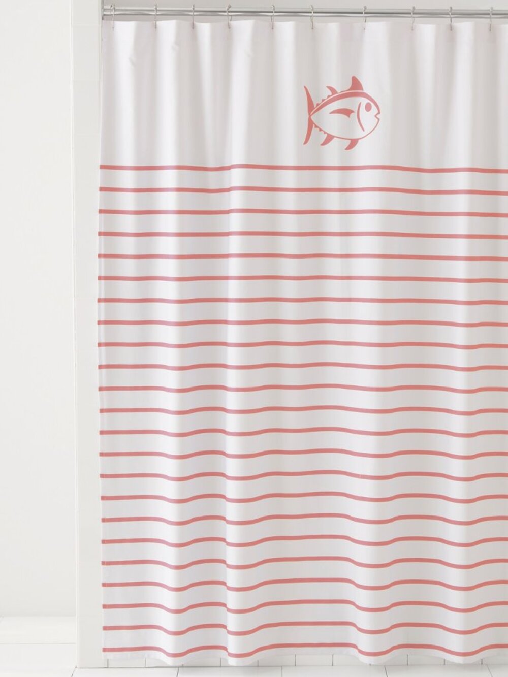 Southern Tide Breton Shower Curtain Geranium Pink/White